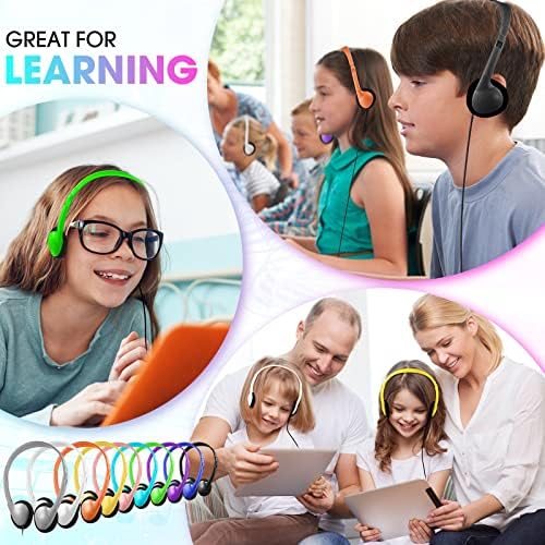 Chumia 30 Pack Adjustable On-Ear Headphones – Premium Bulk Audio Solution with 3.5 mm Compatibility for Students and Adults – Ideal for Classroom, Library, Museum, and Travel Use – 10 Eye-Catching Colors for Ultimate Comfort and Style