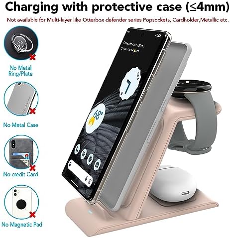 Ultra-Fast 3-in-1 Wireless Charging Hub for Google Pixel Watch 1, Pixel 9 Series, and Pixel Buds Pro – Elegant, Multi-Device Power Solution for Home and Office with Enhanced Safety Features and Sleek Design