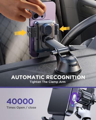 JOYROOM 15 W Qi Fast Wireless Car Charger & Auto-Clamping Phone Holder – Versatile Mount for i Phone 16 Pro Max, 15 Pro, Samsung S24/S23 – Ultimate Dashboard & Air Vent Accessory for Effortless Charging & Navigation