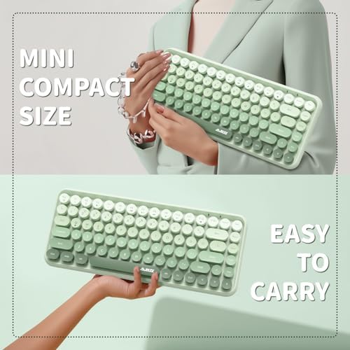 FELICON Retro Mini Wireless Bluetooth Keyboard – Portable 84-Key Typewriter Design for Android, i Pad, Windows & PC – Perfect Companion for Home & Office with Enhanced Compatibility and Rechargeable Battery