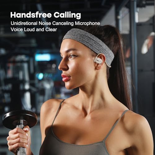 MAIRDI Bluetooth 5.3 Open Ear Sport Headphones – Wireless Air Conduction Earbuds with 8-Hour Playtime and Noise Reduction Mic for Uninterrupted Running and Cycling – Ergonomic Design for Maximum Comfort and Awareness – Premium Sound Quality in White