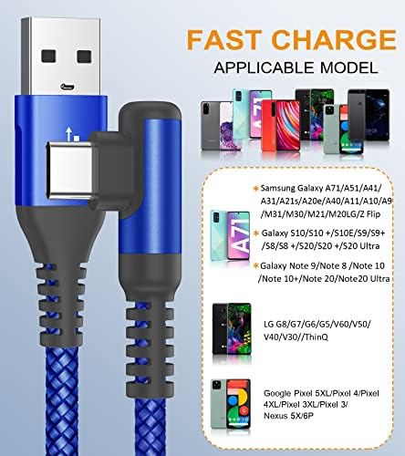 sweguard 10 FT Right Angle USB Type C Charger Cable – Durable Nylon Braided 2-Pack for i Phone 15/16 Pro Max & Samsung Galaxy Models – Enhanced Fast Charging & Tangle-Resistant Design for Ultimate Convenience and Performance