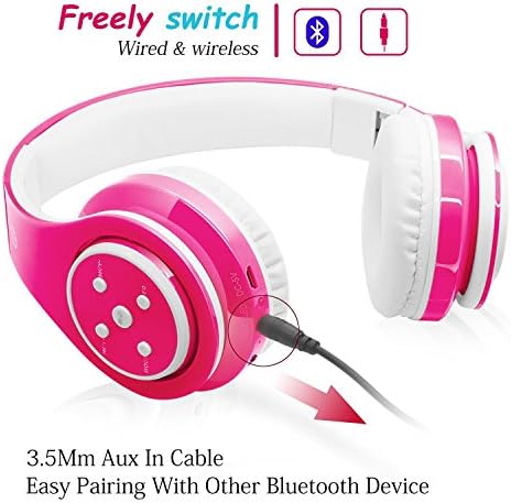 Safe & Stylish Kids Bluetooth Headphones – Foldable Over-Ear Design with Volume Limiting for Optimal Hearing Protection (85/110 d B), Wireless & Wired AUX Compatibility, Built-in Microphone for Hands-Free Calls, Perfect for School, Travel & Everyday Use, Durable Noise Isolation for All Devices