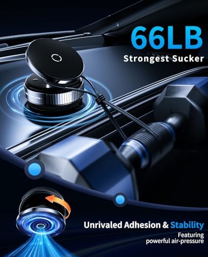 Vacuum Magnetic Phone Holder Stand, Suction Cup Phone Mount,Foldable and Retractable Vacuum Suction Phone Holder,360°Adjustable Magsafe Car Mount for iPhone 16e 16 Pro Max 15 14 13 12 – Enhanced Compatibility and Speed