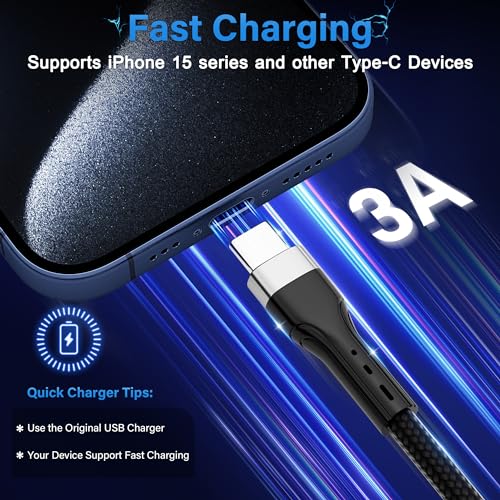 Conable 10-Pack 1 FT USB A to USB C Charging Cables – Fast Charge Up to 3 A, Durable Nylon Braided Design, Ideal for i Phone 15, Galaxy S23 & More – Travel-Friendly Multi-Device Solution for Home and Office Use