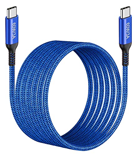 Awnuwuy 60 W USB C to USB C Charger Cable 15 ft – Fast Charging & Data Transfer for i Phone 15, Samsung Galaxy S23, Pixel 7, Mac Book – 2 Pack of Durable, High-Performance Type-C Cords for Ultimate Versatility and Connectivity