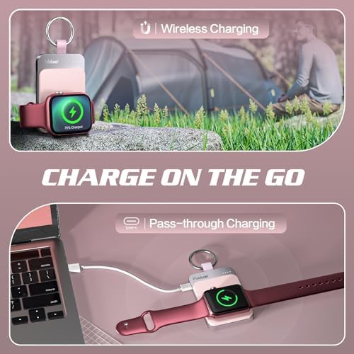 Compact Magnetic Apple Watch Charger Power Bank – 1500 m Ah Keychain Fast Charging Solution for All Models (Series 2-10, SE, Ultra) – Ultimate Portability and Enhanced Compatibility for On-the-Go Lifestyle