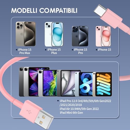 Car Carplay Cable for iPhone 15/16 Car Charger Cable,4Pack USB A to USB C for Carplay USB C Cord,iPhone 16/15/Plus/Pro Max,iPad Pro 12.9/11,Air 5th/4th Gen,Mini 6th Gen/Car Charging Cable 3FT – Enhanced Compatibility and Speed