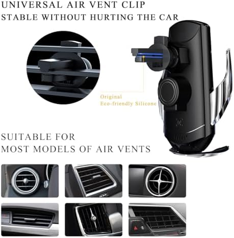 15 W Fast Charging Wireless Car Charger Mount – Universal Air Vent Phone Holder with Smart Sensor Technology for Quick Power-Ups, Sleek Silver Design, Enhanced Compatibility for Most Smartphones – Ideal Automotive Accessory for Safe, Hands-Free Navigation