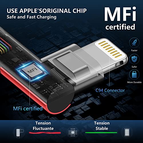 Elevate Your Charging Experience: 10 ft MFi Certified i Phone Charger Cable 3-Pack with 90-Degree Connector – Fast Charging & Durable Nylon Braided Design for i Phone 14/13/12/11/Pro/Max/Mini/X/Plus/8/7/6/Plus – Perfect for Home, Office, and Travel Use – Enhanced Compatibility and Comfort