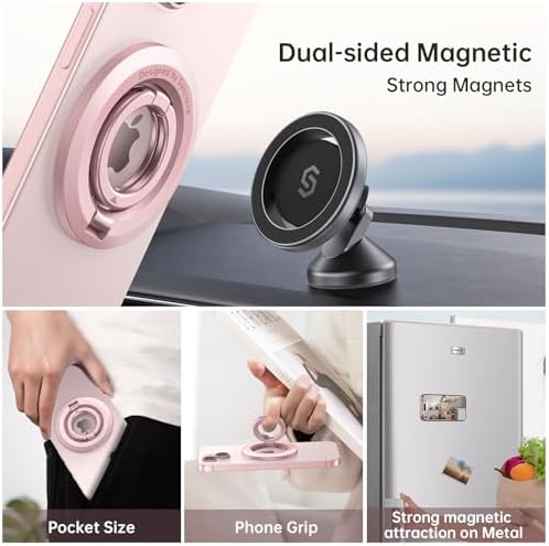 SYNCWIRE Mag Safe Phone Ring Holder – Stylish Magnetic Grip & Hands-Free Kickstand for i Phone 16, 15, 14, 13, 12 Pro Max – Secure 360° Rotation, Durable Build for Everyday Convenience & Enhanced Stability