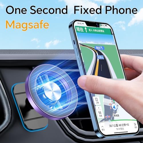 Kaistyle Mag Safe Car Mount: Ultra-Strong 20-Magnet Magnetic Phone Holder with 360° Rotation for i Phone 12-16 Plus | Premium Dashboard Accessory for Safe Navigation | Effortless Installation & Maximum Stability for Modern Drivers