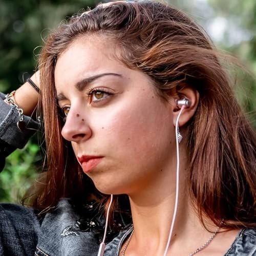 LUDOS Clamor Wired Earbuds – Premium Noise-Isolating In-Ear Headphones with Memory Foam Tips, Built-in Microphone, 5-Year Warranty – Perfect for i Phone and Samsung Users, Ideal for Students and Small Ears in Stylish Pink – Ultimate Sound Quality and Comfort for Everyday Use