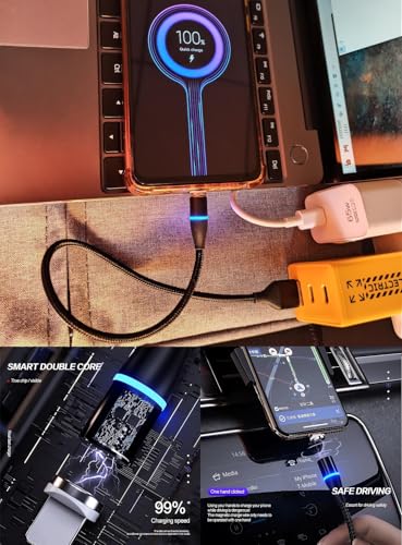 Magnetic 3-in-1 Charging Cable Set – 5 Pack of 1 Ft Durable Nylon Braided Fast Charge Cables for USB Type-C, Micro USB & i OS Devices – 360° Magnetic Connection for Hassle-Free Power on the Go