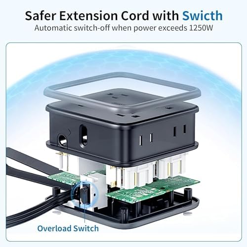 Maximize Connectivity with NTONPOWER 8-Outlet Flat Extension Cord & 3 USB Ports – 6 FT Wall-Mounted Power Strip for Home, Office, and Dorm Use – Space-Saving Design with Surge Protection and High-Speed Charging for All Your Devices