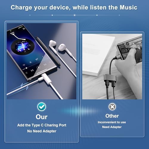 High-Fidelity USB C Wired Headphones with Integrated Charging Port for i Phone 15 Pro Max, i Pad Air, Mac Book & USB-C Devices – Premium Audio Earbuds for Uninterrupted Listening Experience with Lenovo, Dell, Samsung, and Google Pixel Compatibility