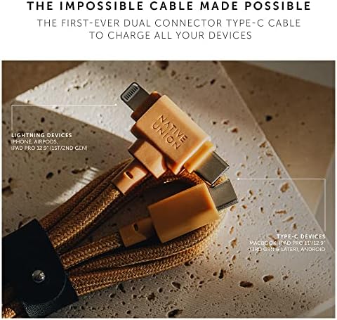 Native Union Belt Cable Duo – 5 ft Eco-Conscious Braided 2-in-1 Charging Cable with MFi Certified Lightning & Type-C Connectors – Durable, Versatile, and Perfect for Multi-Device Charging on the Go