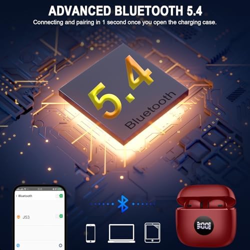 Elevate Your Audio Experience with Jxrev Bluetooth 5.4 Wireless Earbuds – Immerse in High-Fidelity Stereo Sound and Enjoy Effortless Calls with Advanced 4 ENC Noise-Cancelling Technology – Unmatched 40-Hour Playback in a Portable Charging Case – IP7 Waterproof for All-Weather Performance and Rapid USB-C Charging – Experience Ultimate Freedom in Every Beat!