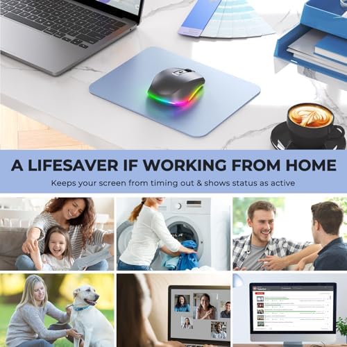 PEIOUS Rechargeable Wireless Mouse with LED – Innovative Jiggler Technology to Keep Your Computer Awake – Sleek Black Design for Optimal Comfort and Productivity