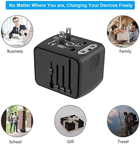 Advanced 7-in-1 Universal Travel Adapter with 35 W PD Fast Charging – Sleek Black & Silver Design for Worldwide Use, Featuring 4 USB-C and 2 USB-A Ports for Effortless Connectivity Across the US, UK, Europe, and Australia – Unmatched Compatibility and Speed for Every Adventure