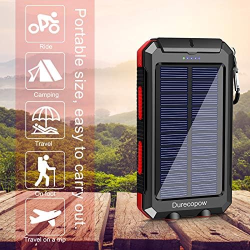 High-Capacity 20,000 m Ah Waterproof Solar Charger Power Bank for Outdoor Adventures – Dual USB-C Fast Charging with Built-in LED Flashlight and Compass (Orange) for Ultimate Portability and Reliability