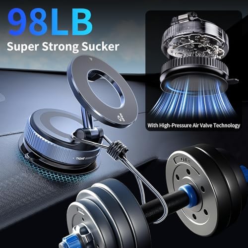 Transform Your Driving Dynamics with the 360° Adjustable Vacuum Magnetic Phone Holder – Universal Compatibility with Mag Safe for All Smartphones and Vehicles – Secure Navigation and Hands-Free Communication for Safer Journeys and Unmatched Convenience