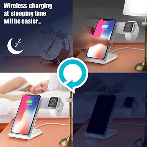 Revolutionize Your Charging Routine with the 2-in-1 Wireless Charging Dock for i Phone and Apple Watch – Fast Qi Charger Offering 7.5 W Power for i Phone 11/11 Pro Max/XR/XS/8 & Galaxy Note 10/S10/S9 – Elegant Space-Saving Design Perfect for Home & Office Empowerment