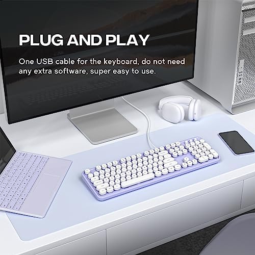 Retro-Inspired Full Size Typewriter Keyboard with Number Pad – Wired USB Keyboards for Windows 7, 8, 10, 11 | Enhance Your Typing Experience with Classic Charm and Modern Efficiency | Perfect for Home and Office Use