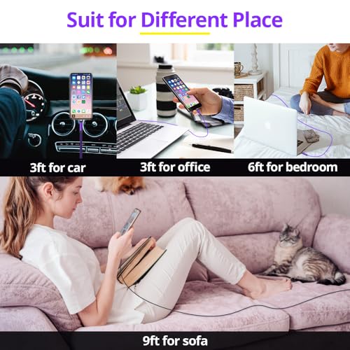 GUUGEI 3-in-1 Magnetic Charging Cable: Versatile 540° Rotating Charger for Micro USB, USB-C & i Devices – Fast Charge with LED Indicator & Durable Design for Reduced Port Wear – Available in 3, 6, 10 ft Lengths
