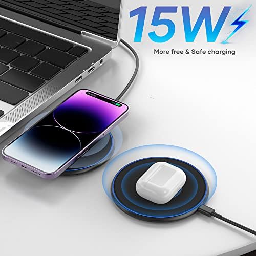 Revolutionary 15 W Fast Wireless Charger Pad – Dual Pack for i Phone 16/15/14/13/12/11 Pro Max & Samsung Galaxy S23/S22/S21/S20/S10 – Effortless Charging Experience with Enhanced Safety Features & Sleek Design for Home/Office Use