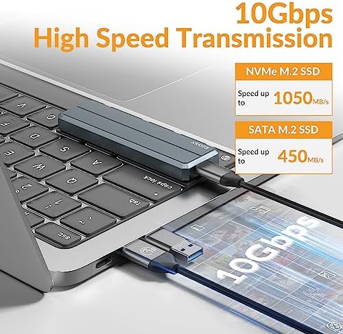 Experience Unmatched Data Transfer with the i Dsonix M.2 NVMe SSD Enclosure Adapter – Premium Aluminum Case for USB A & C 3.2 Gen 2, Supporting M-Key/B+M Key – Achieve Lightning-Fast Speeds Up to 10 Gbps for NVMe and 6 Gbps for SATA AHCI – Durable, Portable Design for On-the-Go Efficiency – Essential Accessory for Professionals and Tech Enthusiasts
