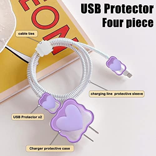 Charming Kawaii Waves DIY Cable Protector for i Phone Chargers – 3 D Love Heart Design, Durable Data Cable Saver for i Phone 11, 12, 13, 14, Pro Max, XS, XR, X, 7, 8 Plus – Lightweight & Easy to Install for Enhanced Charging Experience – Perfect i Phone Charger Accessory to Prevent Fraying and Damage