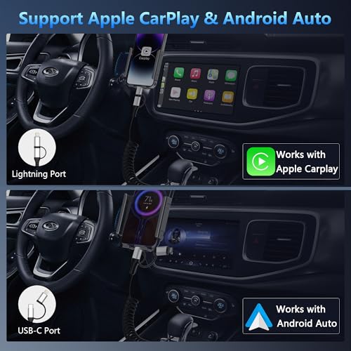 60 W Versatile 4-in-1 Coiled Charging Cable for Apple Car Play & Android Auto – USB to USB C and Lightning Connector for i Phone, Android Devices, i Pad & Laptops – 3 Ft Tangle-Free Design for Rapid Data Sync & Fast Charging – Durable Black Accessory for Seamless Connectivity