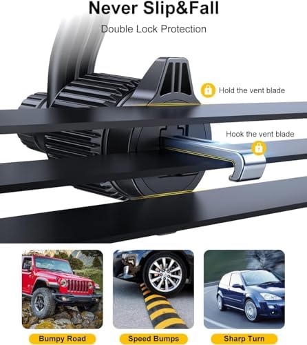 Universal Car Vent Phone Mount – Effortless Hands-Free Smartphone Holder for All Devices | Secure Clip Design Ensures Stability While Keeping Air Vents Clear | Quick Installation & Sleek Look for i Phone, Samsung, and More | Elevate Your Driving Experience with Safe Navigation and Comfort