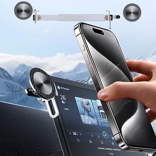 Tesla Car Mount (Single Magnetic Head) for Tesla Phone Holder Model Y & 3 Adjustable Aluminum Dashboard Stand, Tesla Phone Holder Compatible with iPhone 12-16 Series – Enhanced Compatibility and Speed