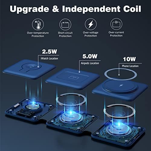 Ultimate 3-in-1 Foldable Magnetic Wireless Charging Station for Apple Devices – Travel-Friendly Dock for i Phone 16, 15, 14, 13, 12 Pro Max Plus, Apple Watch & Air Pods – Fast, Efficient, and Versatile Charging Solution