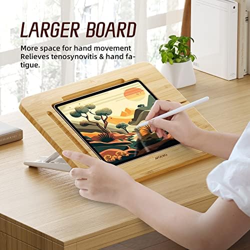 Eco-Friendly Bamboo Tablet Drawing Stand – Adjustable 5 Angles for Ultimate Comfort, Lightweight & Portable Riser for Tablets and Laptops (9.7″ to 11″) – Enhance Creativity and Ergonomics with Non-Slip Stability