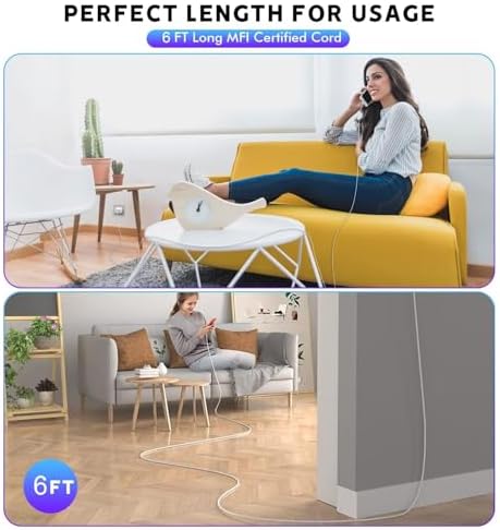 Rapid Charge Bundle: 3-Pack 6 FT USB-C to Lightning Cables for i Phone – Ultra-Fast Charging Compatibility with i Phone 14 Pro Max, 14 Plus, 13, 12 Mini, 11, 10, XS, SE – Durable & Convenient Charging Solution for Home, Office, and Travel