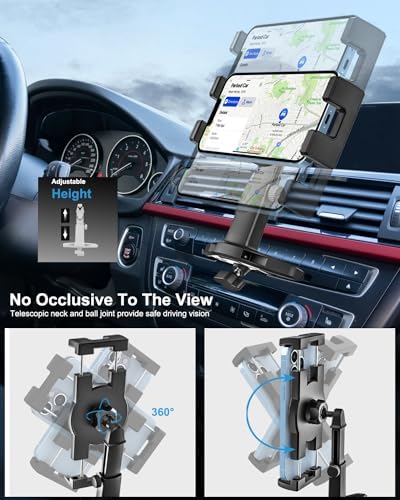 Universal Adjustable CD Slot Phone Holder for Cars – Sturdy Smartphone Mount for i Phone & Android – Ultimate Navigation Support with 360-Degree Rotation and Height Customization for 4.7-6.9” Devices – Effortless Installation and Enhanced Road Safety
