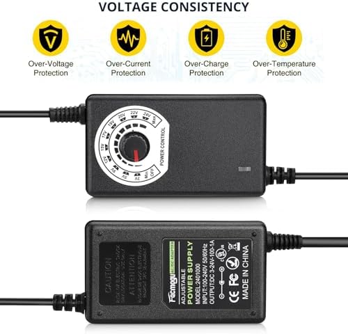 Universal 24 W Adjustable AC to DC Power Supply Adapter – Multi-Voltage Solution for 3 V, 5 V, 9 V & 12 V Electronics – Ideal for LED Lights, Fans, and More with Advanced Safety Features and Regulated Output