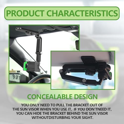 Innovative 360° Sun Visor Phone Holder for Cars – Hands-Free Universal Smartphone Mount Compatible with i Phone, Android & Samsung – Retractable Design for Optimal Viewing & Convenient Installation – Elevate Your Driving Safety & Experience