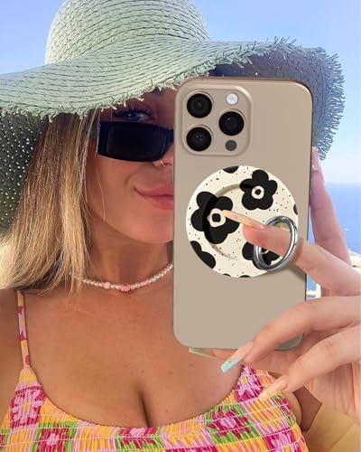 Tycamp Vintage Floral Magnetic Phone Grip – Chic Mag Safe-Compatible Ring Holder for i Phone 16/15/14/13/12 Series – Adorable & Practical Phone Stand for Women and Girls – Superior Grip for Safe Handling & Effortless Selfie Capture
