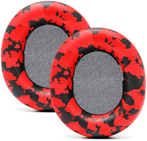 Upgrade Your Sound: WC Premium Replacement Earpads for Steelseries Arctis Nova Pro Wireless by Wicked Cushions | Enhanced Comfort with Thick, Soft Leather & Superior Durability | Red Camo Design for Distinctive Style & Optimal Sound Isolation