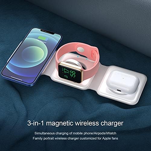 Ultimate 3-in-1 Wireless Charger by IIOZO – Magnetic Foldable Charging Station for i Phone 15/14/13/12, Apple Watch & Air Pods Pro – Fast 20 W USB-C Power, Perfect for Travel & Space-Saving – Unmatched Compatibility & Safety Features