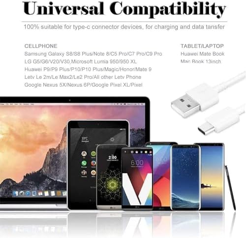 Ultimate Fast Charger with 10 FT USB Type C Cable for Samsung Galaxy – Adaptive Charging Technology for Rapid Power-Up on S9, S8, Note 10, S20, S21 Ultra & More – Premium Durability and Length for Everyday Convenience