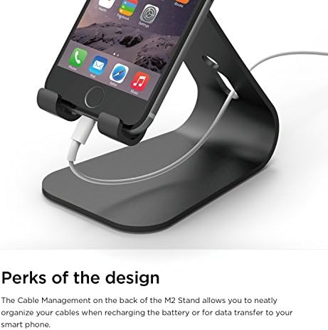 Enhance Your Smartphone Experience with the elago M2 Premium Aluminum Stand – Sleek Silver Ergonomic Design for Effortless Video Calls, Integrated Cable Management, and Universal Compatibility with i Phones and Galaxy Devices – Ideal for Streamlined Workspaces and Mobile Convenience