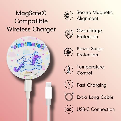 Sonix x Sanrio Hello Kitty & Care Bears Magnetic Mag Safe Charger for i Phone 12-16 Series | 6.5 ft USB-C Fast Wireless Charging Cable | Stylish, Playful, and Efficient Power Solution for Your Device