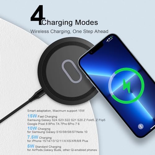 15 W Fast Wireless Charger Pad for Google Pixel 9 & Samsung Galaxy S25 | Universal Compatibility & Rapid Power Boost | Sleek Anti-Slip Design for Home & Office | Essential Wireless Charging Station for Modern Devices