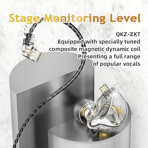 Transform Your Listening Journey with QKZ ZXT Hi-Fi In-Ear Monitors – Pro-Grade Gaming Earbuds with Detachable Cable for Musicians and Gamers – Experience Unmatched Audio Clarity, Versatile Device Compatibility, and Fashion-Forward Transparent Design for All-Day Comfort