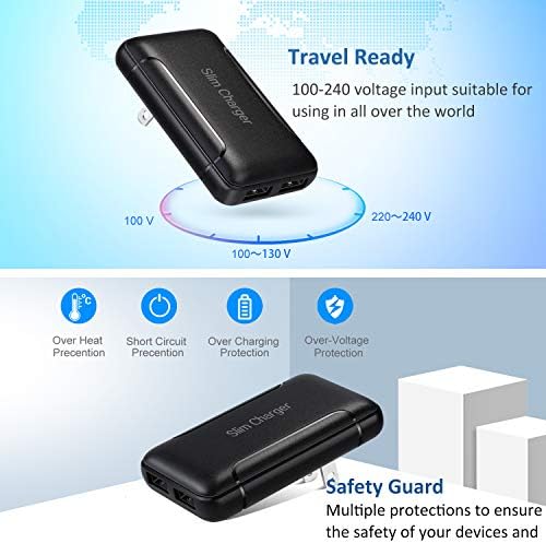 Ultra-Slim Dual USB-A Wall Charger 2-Pack – 3 A/5 V Fast Charging Block with Foldable Plug for i Phone 16 Series, i Pad, Samsung & Pixel Devices – Compact Travel-Friendly Charger for Efficient Power on the Go